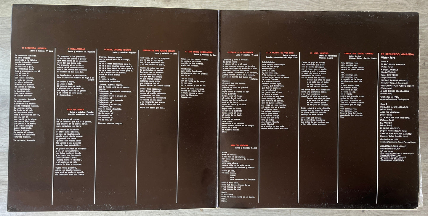 Victor Jara – Te Recuerdo Amanda Vinilo de Epoca