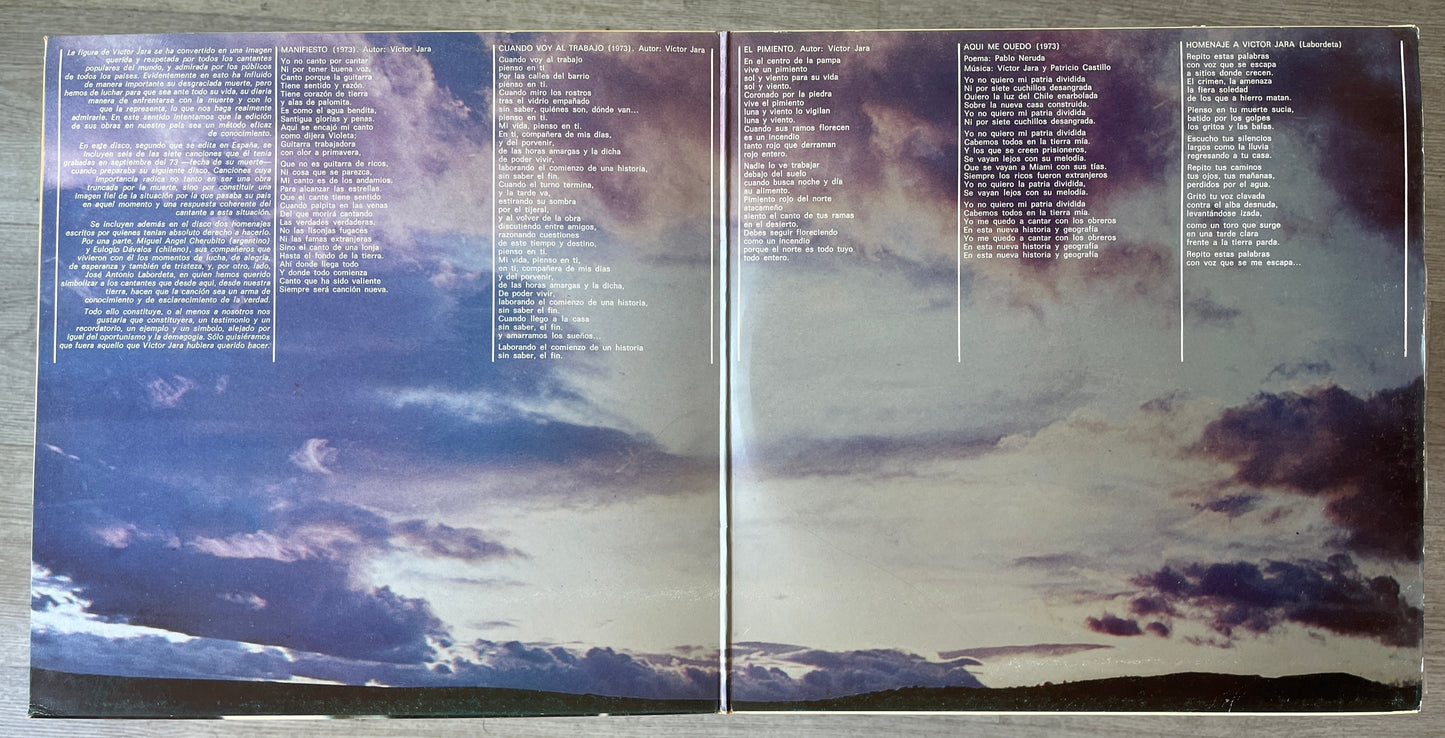 Victor Jara – Canciones Postumas - Chile Septiembre 1973 Vinilo de Epoca