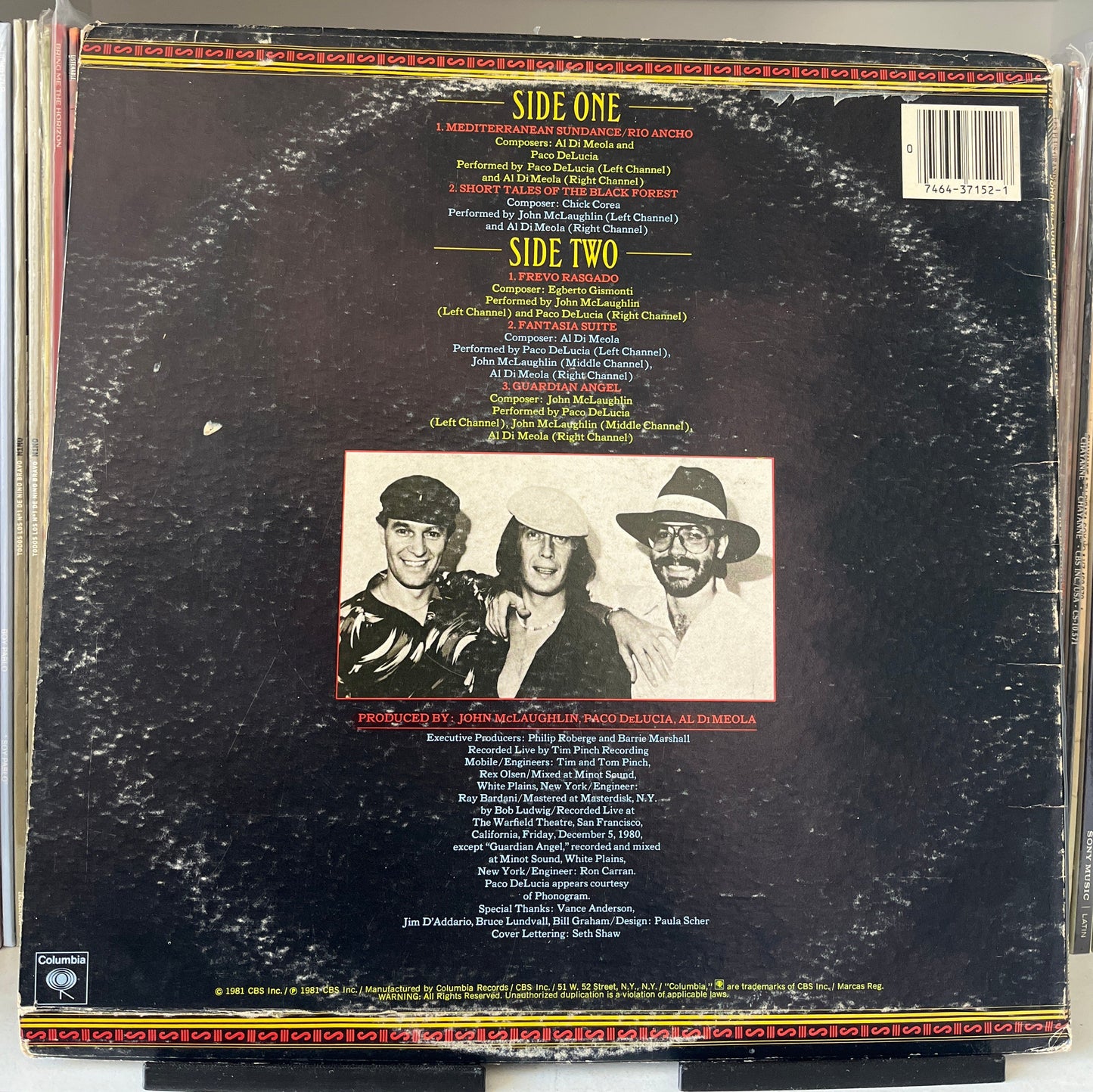 John McLaughlin / Al Di Meola / Paco De Lucía – Friday Night In San Francisco Vinilo de Epoca