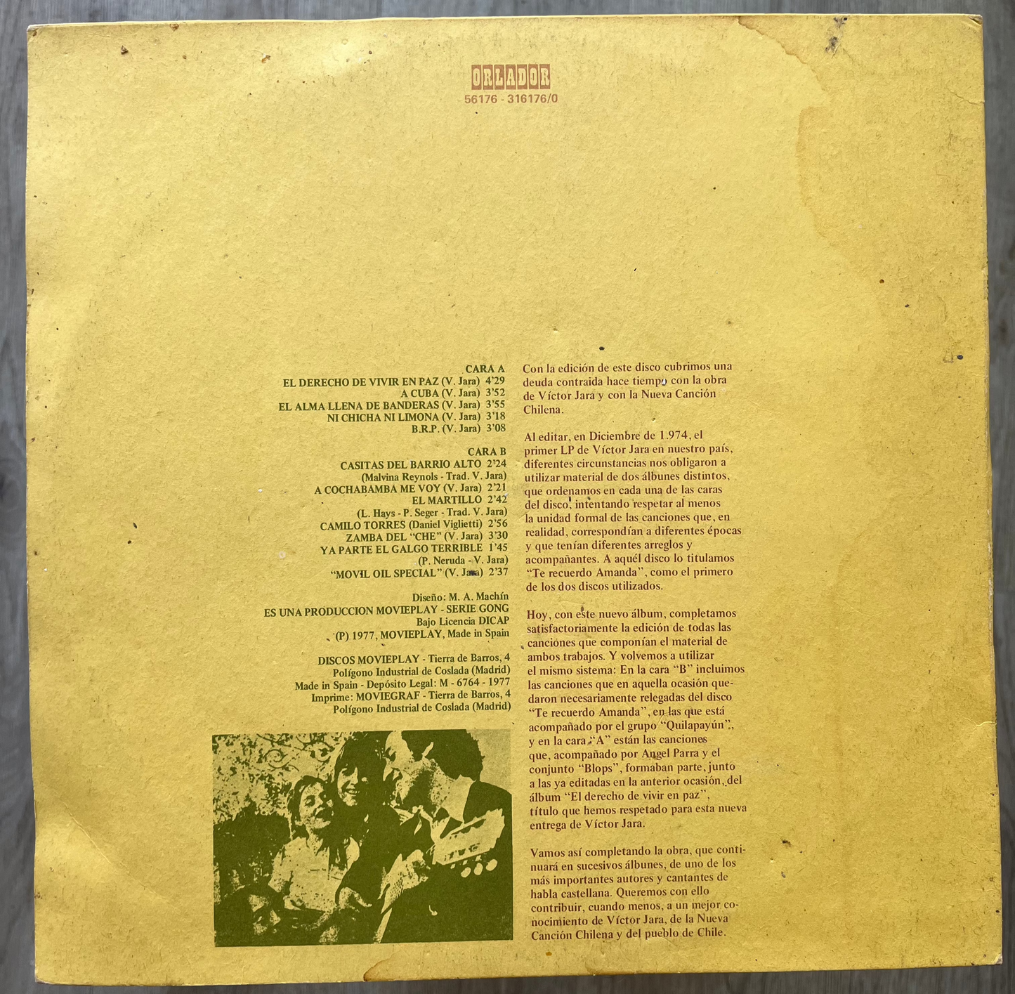 Victor Jara – El Derecho De Vivir En Paz Vinilo De epoca