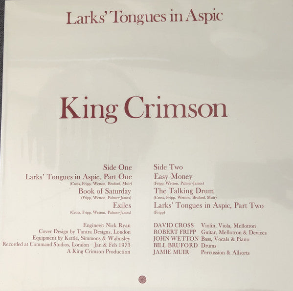 King Crimson – Larks' Tongues In Aspic Vinilo