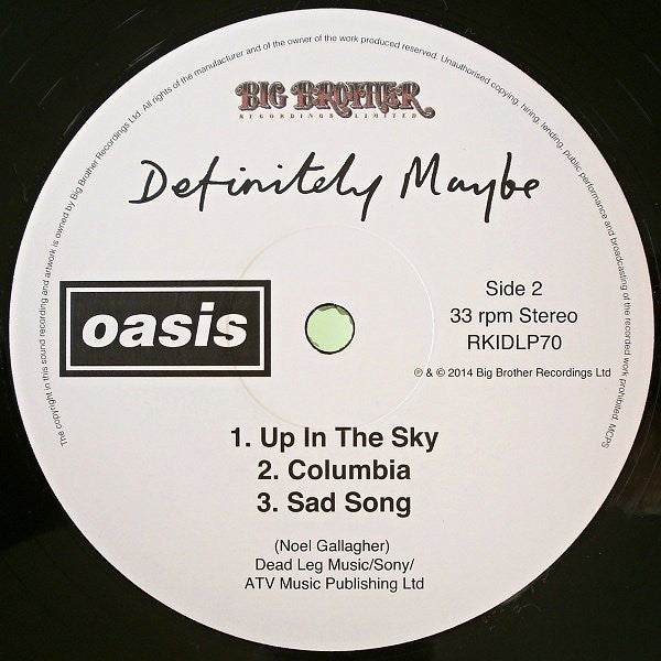 Oasis – Definitely Maybe Vinilo