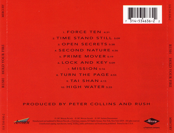 RUSH - HOLD YOUR FIRE CD