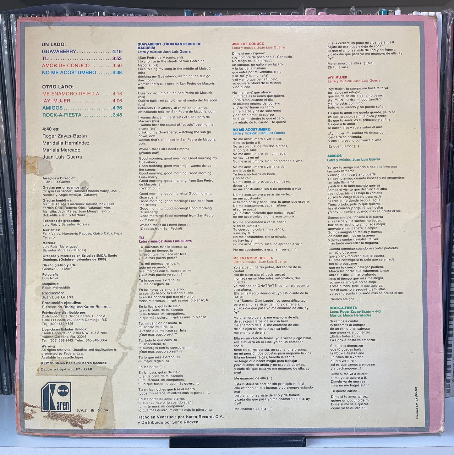 Juan Luis Guerra Y 4:40 – Mientras Mas Lo Pienso.......Tu Vinilo de Epoca