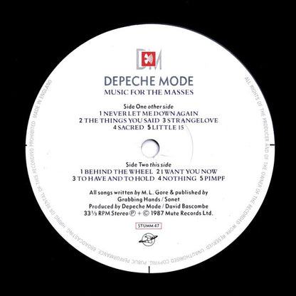 Depeche Mode ‎– Music For The Masses Vinilo