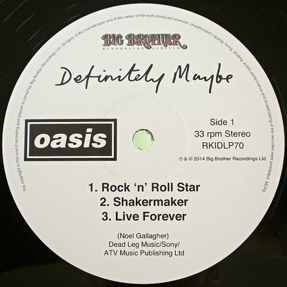 Oasis  ‎– Definitely Maybe Vinilo