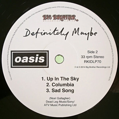 Oasis  ‎– Definitely Maybe Vinilo