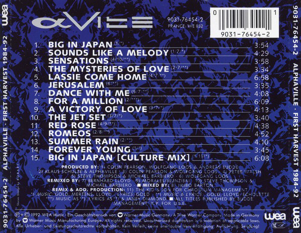 ALPHAVILLE - FIRST HARVEST 1984 / 92 CD