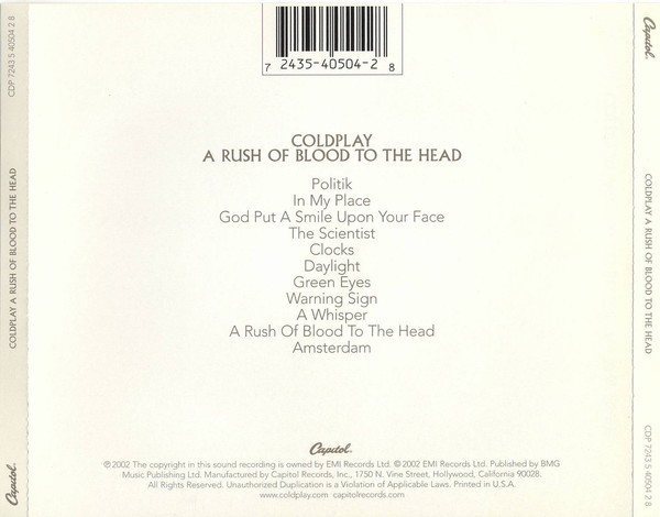 Coldplay – A Rush Of Blood To The Head CD