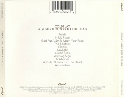 Coldplay – A Rush Of Blood To The Head CD