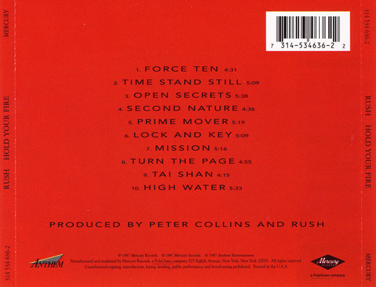 RUSH - HOLD YOUR FIRE CD